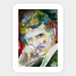 NIKOLA TESLA watercolor portrait .6 Sticker